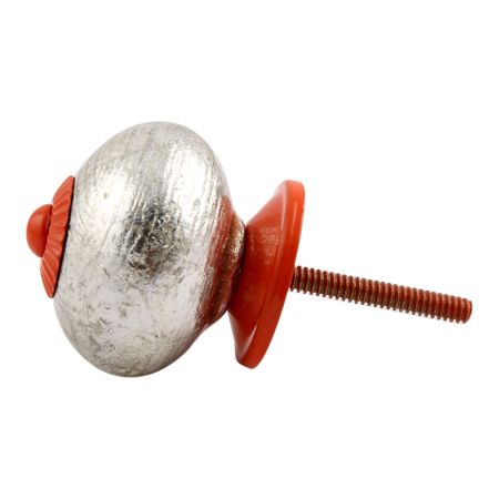 Silver Orange Fitting Round Ceramic Knob